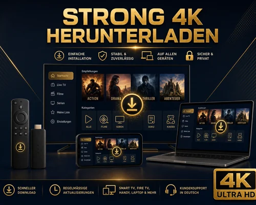 Strong 4K auf Smart TV herunterladen mit kompatibler IPTV-App